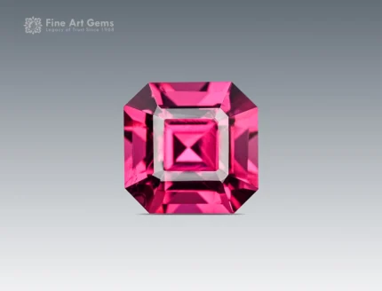 Vibrant 1.60 carat rhodolite garnet in Asscher cut from Africa – ideal gemstone for rings, pendants, and custom jewelry collections.