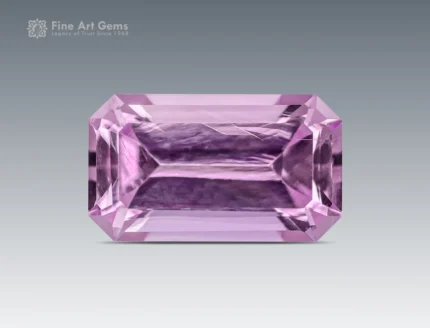 1.80 ct pink topaz gemstone with emerald cut from Pakistan, ideal for delicate jewelry rings or pendants.
