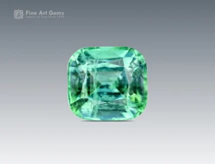 Natural 2.55 carat tourmaline gemstone in cushion cut, sourced from Afghanistan, showing a vivid green color perfect for rings, pendants, and jewelry.