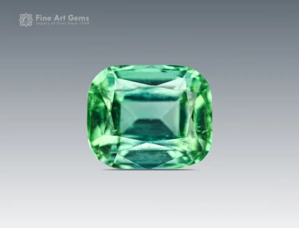 Natural 2.90 carat tourmaline gemstone in cushion cut, sourced from Afghanistan, showing a vivid green color perfect for rings, pendants, and jewelry.