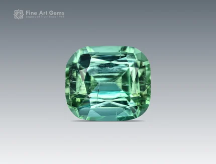 Natural 3.20 carat tourmaline gemstone in cushion cut, sourced from Afghanistan, showing a vivid green color perfect for rings, pendants, and jewelry.