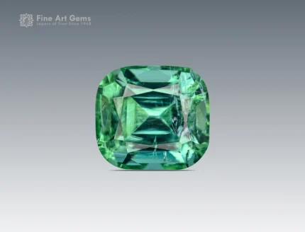 Natural 3.50 carat tourmaline gemstone in cushion cut, sourced from Afghanistan, showing a vivid green color perfect for rings, pendants, and jewelry.