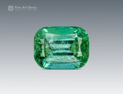 Natural 4.60 carat tourmaline gemstone in cushion cut, sourced from Afghanistan, showing a vivid green color perfect for rings, pendants, and jewelry.