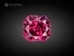 Fine 1.30 carat rhodolite garnet gemstone with vivid rose-red color and cushion cut from Africa.