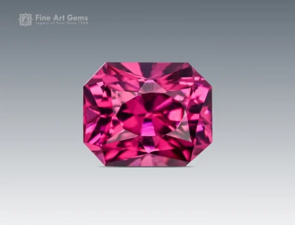 Fine 1.35 carat rhodolite garnet gemstone with vivid purplish-red color and cushion cut from Africa.