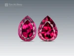 Fine pear-cut rhodolite garnet gemstone pair from Africa.