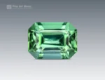 Fine 0.95 carat green tourmaline gemstone with emerald cut from Afghanistan.