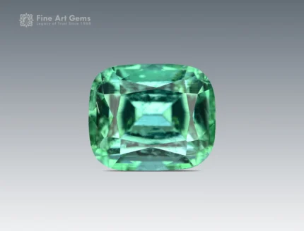 Vibrant 2.90 carat green tourmaline gemstone with fine cushion cut from Afghanistan.