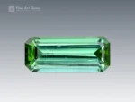 Elegant 1.90 carat green tourmaline gemstone with bright green hue and emerald cut from Afghanistan.