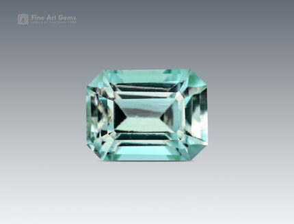 Light green Afghan tourmaline gemstone in emerald cut, one ct, natural and untreated.