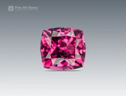 1.25-carat rhodolite garnet with a fancy cut from Africa, a fine gem with a vivid, hot pink color.