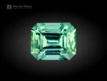 Light mint green emerald-cut tourmaline gemstone from Afghanistan, 1.40 carats, with sharp faceting and bright gemmy clarity.