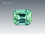 Light mint green emerald-cut tourmaline gemstone from Afghanistan, 1.40 carats, with sharp faceting and bright gemmy clarity.