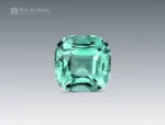 Mint-green cushion cut tourmaline gemstone, 2.20 carats, faceted and gem quality, sourced from Afghanistan.
