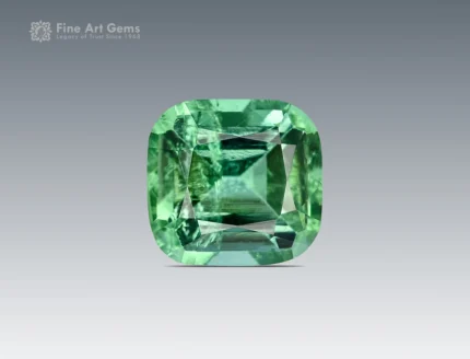2.25 carat green cushion-cut tourmaline from Afghanistan with bright internal glow.