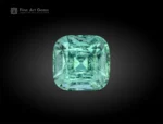 Cushion-cut green tourmaline gemstone, 2.60 carat, vivid color, and fine clarity from Afghanistan.