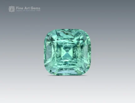 Cushion-cut green tourmaline gemstone, 2.60 carat, vivid color, and fine clarity from Afghanistan.