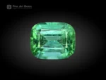Bright green 2.90 carat cushion-cut tourmaline from Afghanistan with crisp faceting.