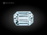 Emerald-cut aquamarine gemstone, 4 carats, fine faceted light blue gem from Pakistan.