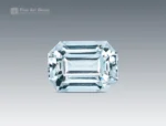 Emerald-cut aquamarine gemstone, 4 carats, fine faceted light blue gem from Pakistan.