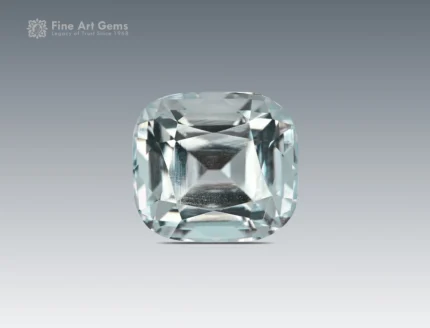 Cushion cut 5.20 ct aquamarine, light blue color, slightly included, from Shigar Valley, Pakistan.