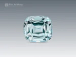 Fine 6-carat cushion-cut aquamarine gemstone from Pakistan, featuring a bright blue color and clean faceting.