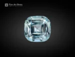 Fine 8.15 carat aquamarine fine gemstone with cushion cut from Pakistan, gemmy blue color, and gem-quality brilliance.