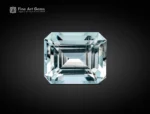 8.60 carat aquamarine fine gemstone with emerald cut from Pakistan, gemmy blue color, and gem-quality brilliance.