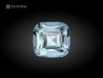 Fine cushion cut aquamarine gemstone from Pakistan in light blue color.
