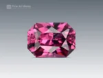Fine-cut 1-carat cushion-cut rhodolite garnet gemstone from Africa, with vivid pinkish-red color and faceted brilliance for rings, pendants, and jewelry collections.