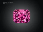 Fine, faceted cushion-cut rhodolite garnet gemstone with a vivid pink color from Africa.