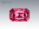 Faceted cushion cut rhodolite garnet gemstone with rich red color from Africa, suitable for jewelry.