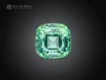 Fine cushion cut green tourmaline gemstone with faceted clarity and vibrant color from Afghanistan.
