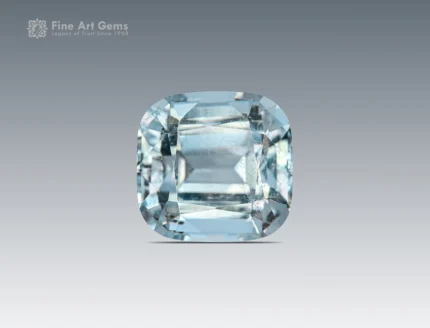 Fine gemmy 15.35 carat cushion-cut aquamarine gemstone with bright icy blue color from Pakistan.