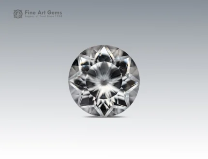 Fine faceted quartz gemstone, 17.10 carats, round cut with bright color and gemmy clarity from the Pakistan locality.