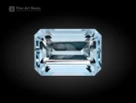 Fine gemmy 20.50 carat emerald-cut aquamarine gemstone with a bright, icy blue color from Pakistan.