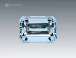Fine gemmy 20.50 carat emerald-cut aquamarine gemstone with a bright, icy blue color from Pakistan.