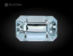 Fine-cut 21.95 carat emerald-cut aquamarine gemstone from Pakistan, with icy-blue color and sharp faceted design for high-end rings and pendant jewelry.