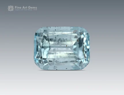 Fine-cut 44.20-carat cushion aquamarine gemstone from Pakistan with icy-blue color and faceted design for high-end rings, pendants, and jewelry collections.