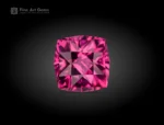 Fine, faceted cushion-cut rhodolite garnet gemstone with a vivid pink color from Africa.