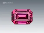 Vivid pinkish-red 1.20 carat emerald cut rhodolite garnet from Africa with excellent clarity and brilliance.