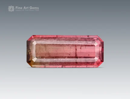 Emerald cut 6.10 carat tourmaline from Afghanistan with natural bi-color effect and clear, vibrant hues