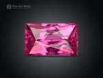 Natural baguette cut rhodolite garnet with raspberry color and clean clarity from Africa