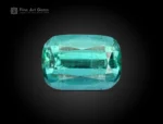 Cushion cut blue to green tourmaline gemstone from Afghanistan, showing slightly included clarity and fine faceting