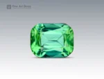 Natural cushion-cut mint-green tourmaline gemstone with lively brilliance and slight inclusions from Afghanistan