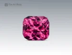 Eye-clean cushion-cut rhodolite garnet gemstone showing vivid raspberry color and fine brilliance from Africa.