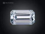 Emerald cut aquamarine gemstone with clean clarity and light blue color from Pakistan