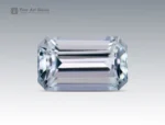 Emerald cut aquamarine gemstone with clean clarity and light blue color from Pakistan