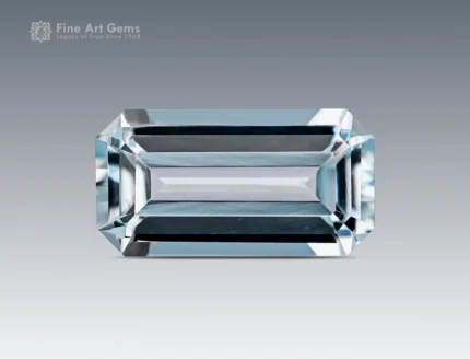 Emerald cut light blue aquamarine gemstone with eye-clean clarity from Pakistan