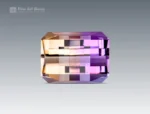 High precision pixel cut ametrine gemstone showing golden citrine and amethyst purple color zoning with excellent clarity